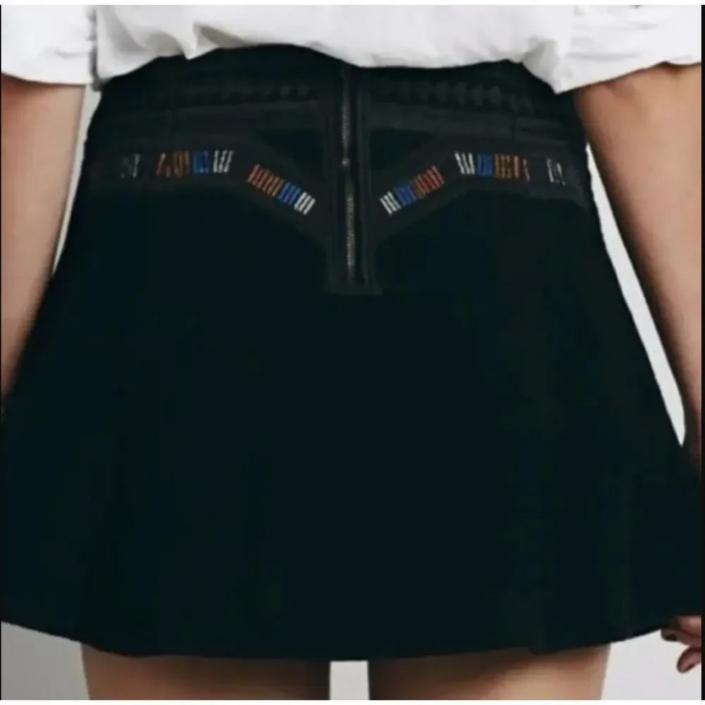 Free People New Romantics Black Tribal Aztec Print Mini Flared Skirt